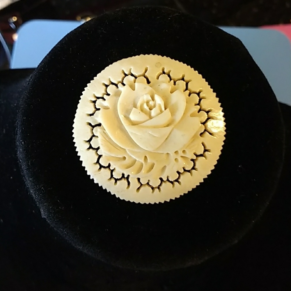 Antique Carved Ivory Rose